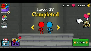 Red and Blue Stickman:Animation Parkour Level 36 37 38 39 40 Android Gameplay Walkthrough By WEWIN