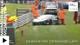 Spin Outs and Crashes on Dramatic Opening Lap! | Oulton Park | 2024 British GT Championship