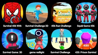 Survival 456 With Super Hero, Squid Game 456, Survival Challenge 3D, 456 Run Challenge, Red Light