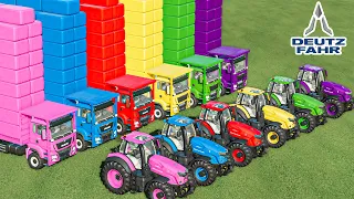 GIANT TRACTOR OF COLORS! DEUTZ-FAHR Tractors & MAN Loader Truck! SILAGE BALING, TRANSPORTING! FS22