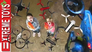 Attack of the Drones! Nerf Battle Ethan and Cole Vs. Machines