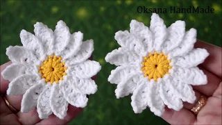 Цветы Ромашки крючком. Flowers crochet pattern.