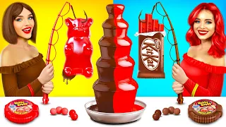Desafío Fuente de Chocolate Caro VS Barato Situaciones Divertidas en Show de Dulces por RATATA COOL