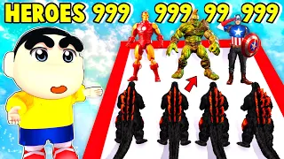 SHINCHAN and FRIEND Training IRONMAN HULK Super Hero ARMY in Merge Master Gameplay In Hindi