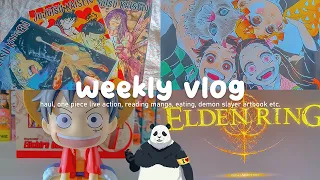 weekly vlog 📖: haul, one piece live action, reading manga, eating, demon slayer artbook etc.