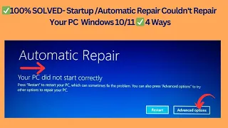 ✅100% SOLVED 4 Ways To Fix Startup/Automatic Repair Couldn't Repair Your PC Windows 10/11 [✅ 100%