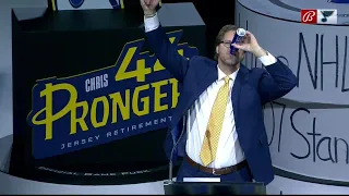 Pronger slams beer during jersey retirement ceremony