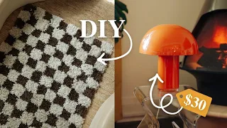 DIY-ing home trends! (checkered rug and mushroom lamp)