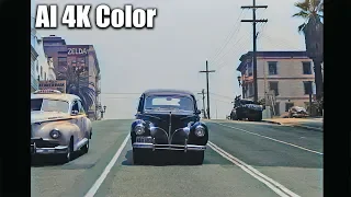 4K DeOldify | A drive through 1940's Los Angeles in COLOR