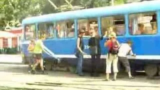 Flashmob in Odessa "Washing up tram" Флешмоб Одесса