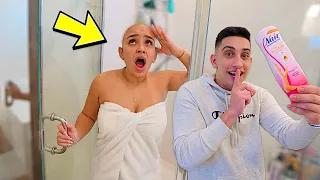 I Put NAIR HAIR REMOVAL In My Girlfriends Shampoo! *BAD IDEA*