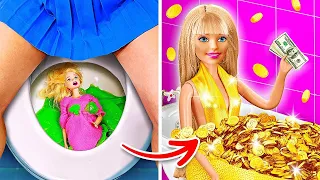 OH NEIN! PUPPE IN DER TOILETTE! || Rich VS Poor Doll Makeover mit Gadgets von 123 GO! TRENDS