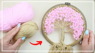 New Amazing Idea! Blooming Sakura from Yarn 🌸 Beautiful spring wall decor 🌸 DIY