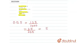 Convert into a fraction in its simplest form: 0.125 | CLASS 6 | DECIMALS | MATHS | Doubtnut