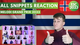 MGP 2023 Reaction to all Snippets | Norway Eurovision 2023 🇳🇴