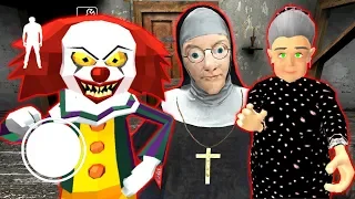 СТРАШНЫЕ КЛОУН МОНАХИНЯ И БАБКА ГРЕННИ - Clown Neighbor Gang Granny