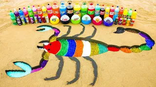 How to make Rainbow Scorpion with Orbeez, Balloons of Fanta, Mtn Dew, Monster, Coca-Cola and Mentos