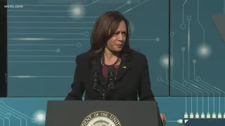 Kamala Harris visits Charlotte to promote infrastructure bill