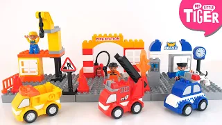 블록으로 만드는 소방차🚒경찰차🚓덤프트럭🚚 Fire Engine, Police Car, Dump Truck with blocks  | 타이거 블록 플레이박스 | 마이리틀타이거