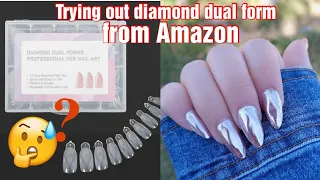 DIY Polygel diamond dual form nail from Amazon | Chrome nail design