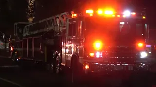 Fire Trucks Responding Code 3 to a Commercial Structure Fire