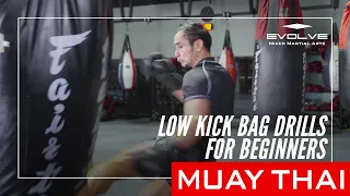 Muay Thai Low Kick Bag Drills For Beginners | Sam-A Gaiyanghadao