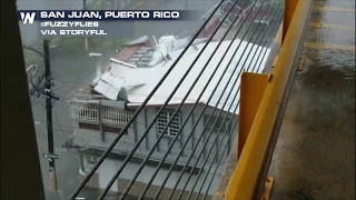 Hurricane Maria Tears Roofs Off Buildings in Puerto Rico