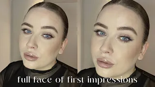 FULL FACE OF FIRST IMPRESSIONS/NEW MAKEUP!! | hourglass, rare beauty, elf, vieve | maxine lee harris