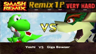 Smash Remix - Classic Mode Remix 1P Gameplay with Yoshi (VERY HARD)