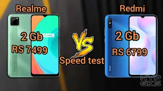 Redmi 9A  vs  realme c11  speed test !2gb  32gb ! RS  6799 vs  7499