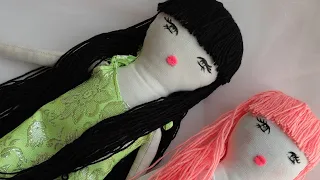 How to sew a Rag Doll/Start an Etsy Shop by making this doll/Simple,Tall and Cute With Bangs(fringe)