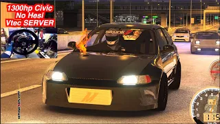 Weaving MONSTER Honda In NEW No Hesi Vtec SERVER!! 1300hp Civic Hatchback!!