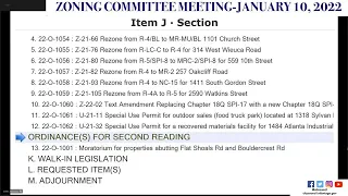 Atlanta City Council Zoning Committee Meeting-January 10, 2022