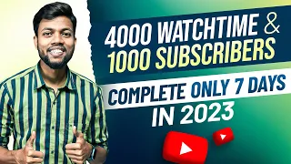 4000 Watchtime & 1000 Subscribers Complete Only 7 Days | in 2023