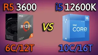 i5 12600K vs Ryzen 5 3600 - Benchmark and test in 7 Games 1080p