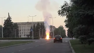 Краматорск взрыв, момент прилета ракеты по центру города, проспект Мира