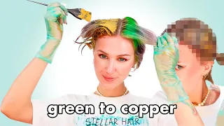 Dyeing my Green hair Natural copper