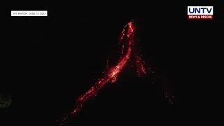 JUNE 13 UPDATE: Mayon Volcano continues to spew bright orange and red-hot lava