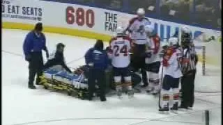 Keith Ballard almost decapitates Tomas Vokoun