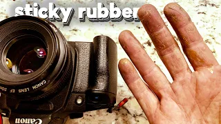How to remove sticky rubber on old film cameras