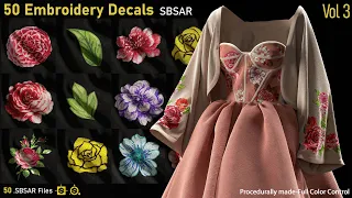 Embroidery Decals-SBSAR-Substance Designer-Substance Painter