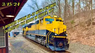 A Monster NYS&W SU-99 With 6 Engines Charges Up The Grade In Butler, NJ!! 3/15/24