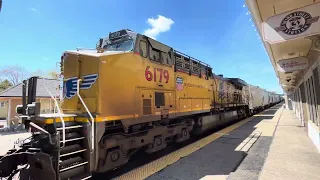 Union Pacific Crawls by Geneva IL☀️Station Expansion🚧 Future Triple Track