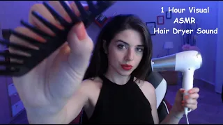 Hair Dryer Sound 💤 - 1 Hour Visual ASMR with Hand Movement - Blue Yeti Technology  💙