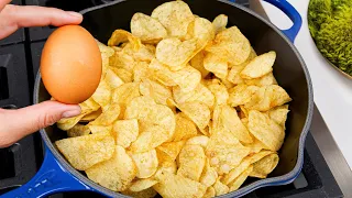 Only 3 ingredients! Just add eggs to potato chips. It's so delicious! Easy breakfast lunch or dinner