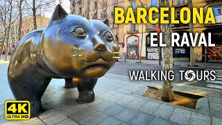 4K Barcelona (Spain) El Raval Walking Tour • February 2023