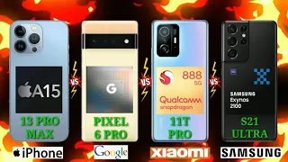 IPHONE 13 PRO MAX VS GOOGLE PIXEL 6 PRO VS XIAOMI 11T PRO VS SAMSUNG S21 ULTRA Which is BEST?