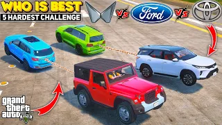 New Thar Vs Land Cruiser Vs Legender 2023 Vs Endeavour 2023 🔥 5 HARDEST CHALLENGE 😱 GTA 5 MODS!