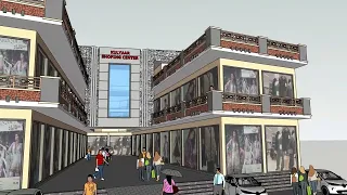 Commercial plaza design shopping center market animation.