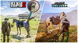 AC Valhalla VS RDR2 - Comparison of Horse Riding Details!